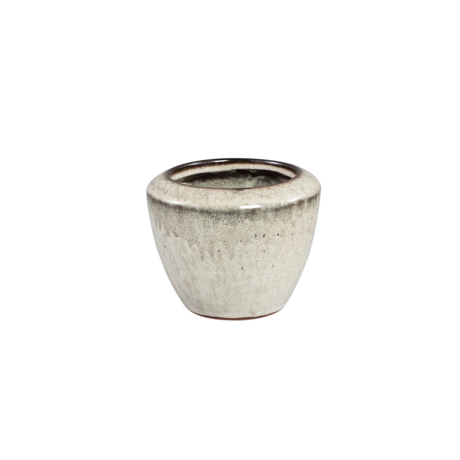 Kyleigh Beige Ronde Keramische Pot Glad Laag Set van 8 Stuks - 8 Sets 12x15x15 cm