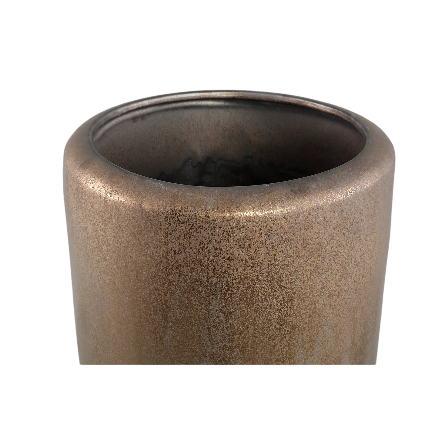 Kyleigh Bronze Round Ceramic Pot Smooth High M