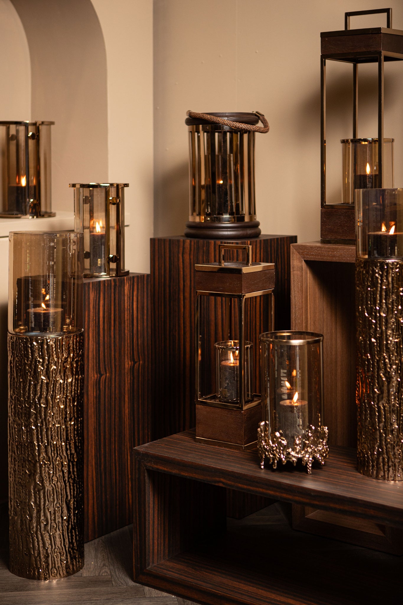 Sjorsh BrownGold Mango Wood St. Steel Lantern S
