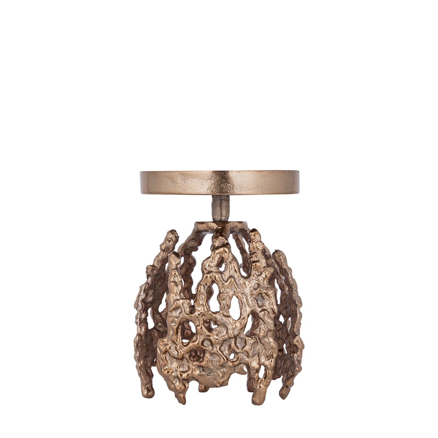 Barrie Bruin-Goud Aluminium Kandelaar Rond Set van 2 - 2 Sets 17x11x11 cm