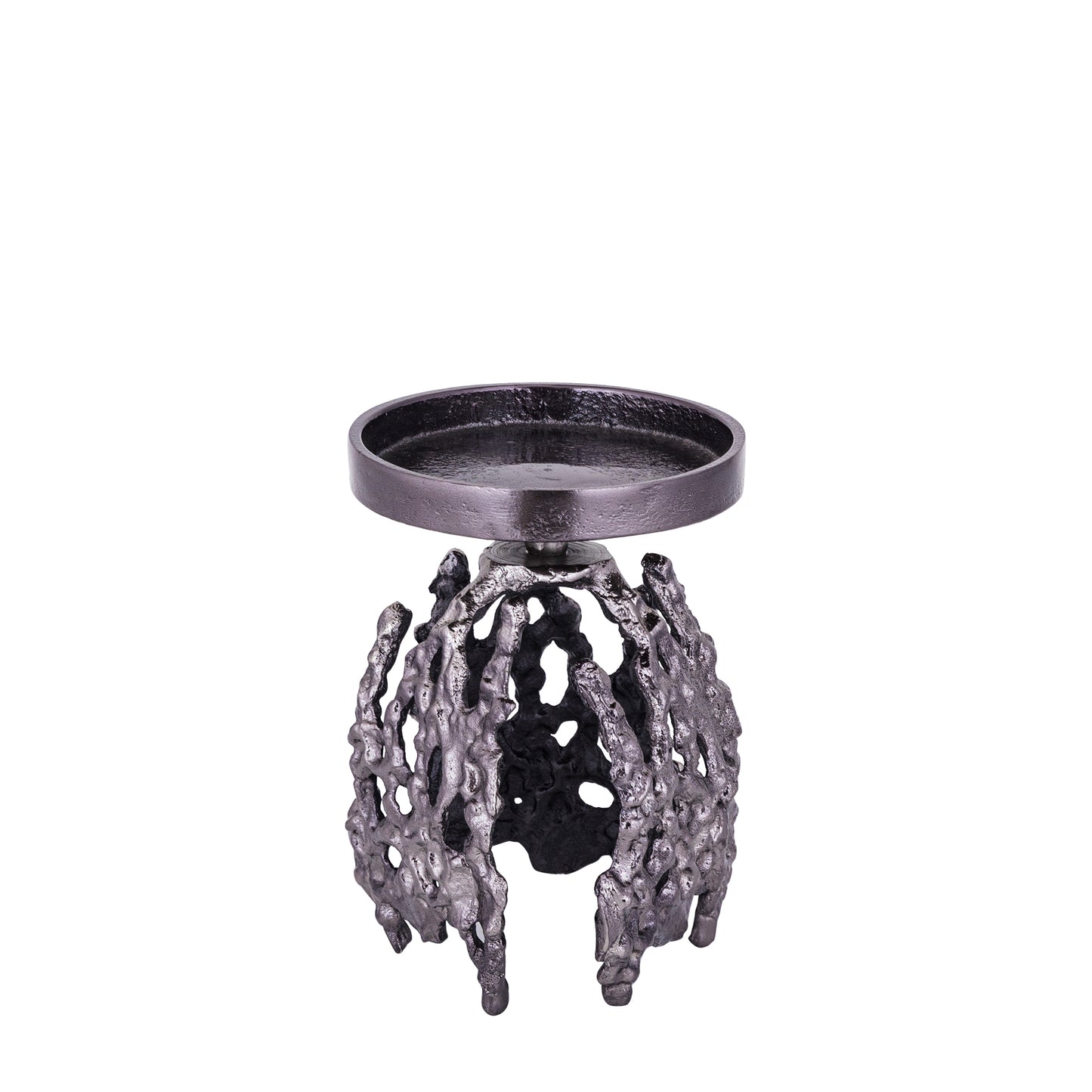 Barrie Kandelaar Set van 2 GunMetal Aluminium Rough Rond S - 2 Sets 17x11x11 cm