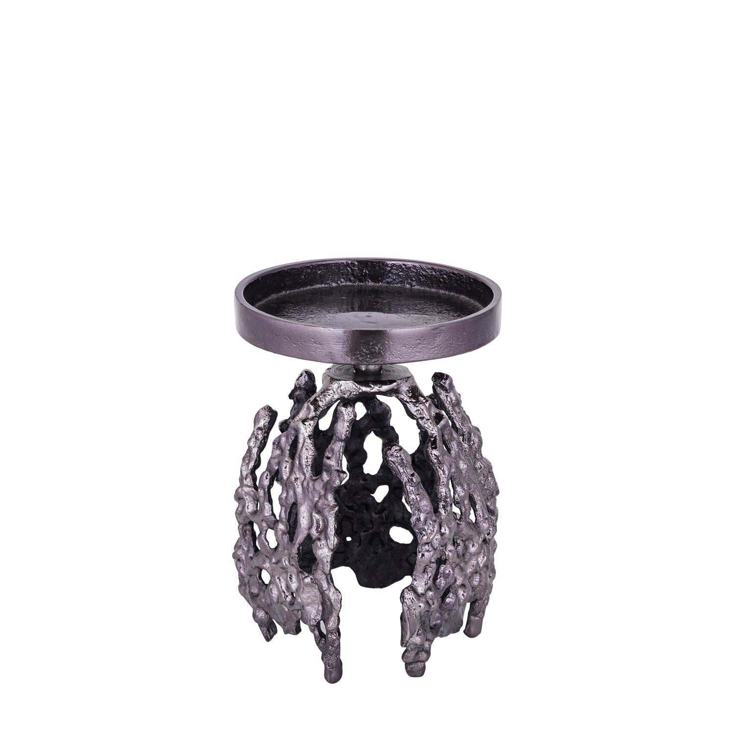 Barrie Kandelaar Set van 2 GunMetal Aluminium Rough Rond S - 2 Sets 17x11x11 cm