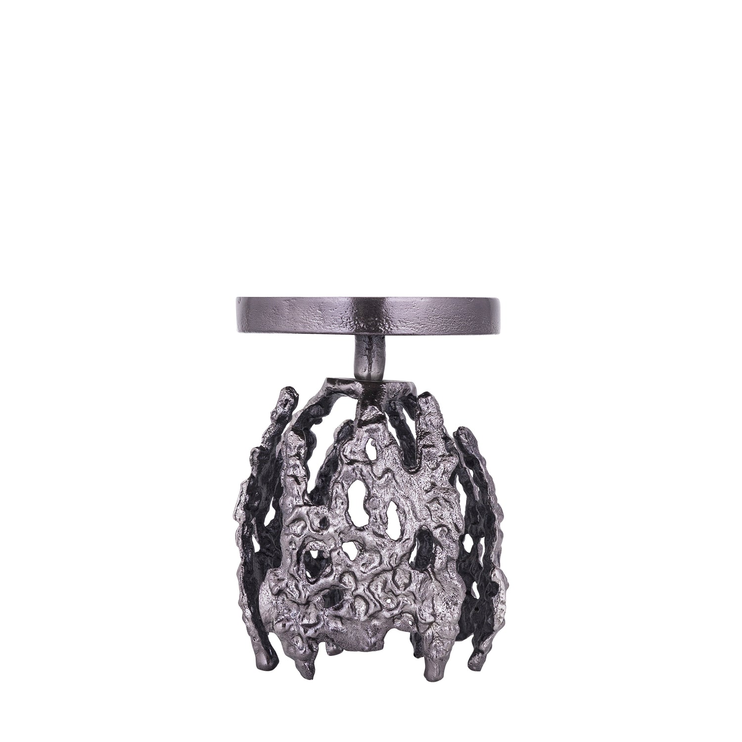 Barrie Kandelaar Set van 2 GunMetal Aluminium Rough Rond S - 2 Sets 17x11x11 cm