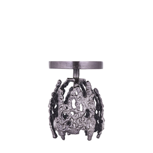 Barrie Kandelaar Set van 2 GunMetal Aluminium Rough Rond S - 2 Sets 17x11x11 cm