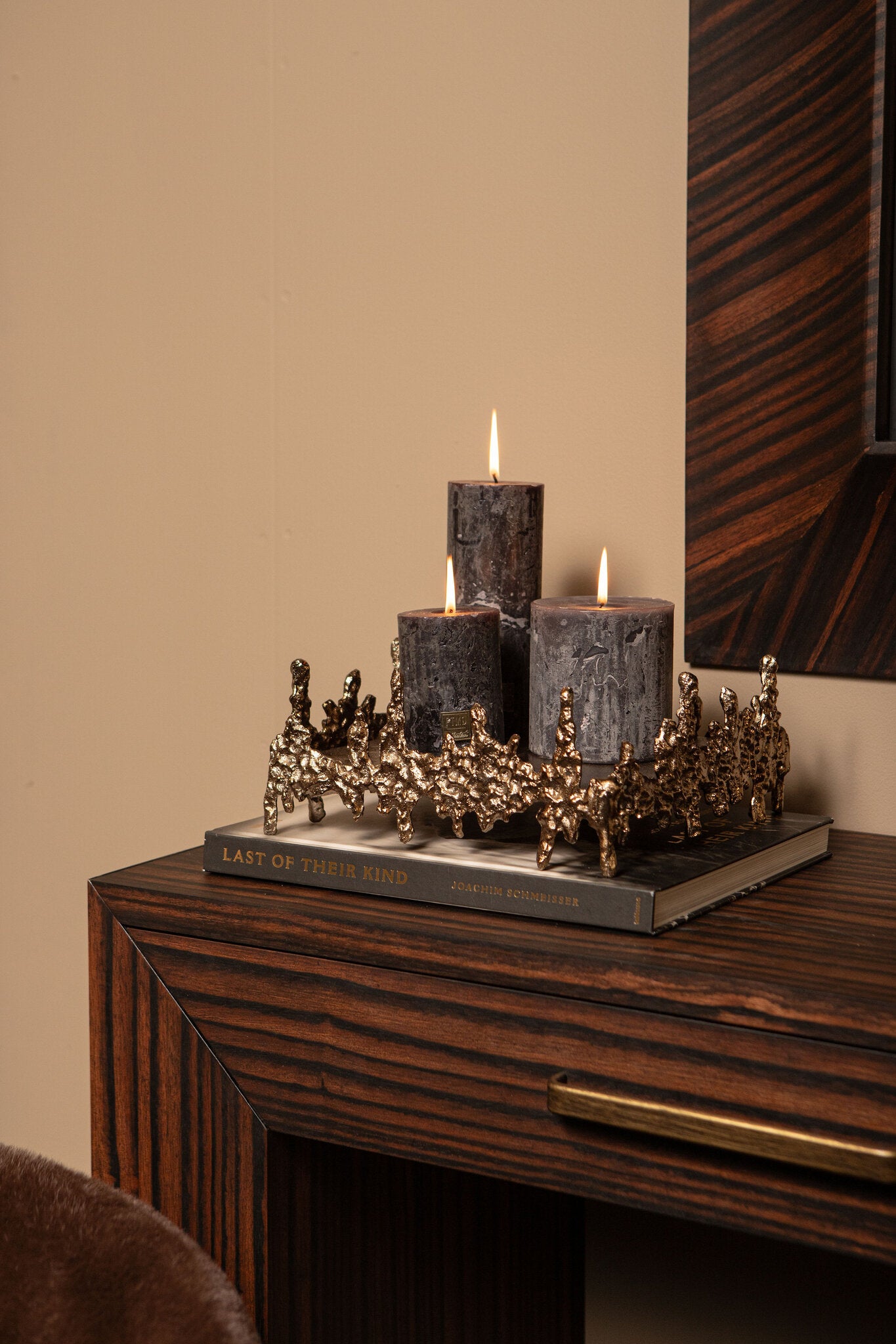 Barrie Bruin Gouden Aluminium Vierkant Ruw Dienblad 12x27x27 cm