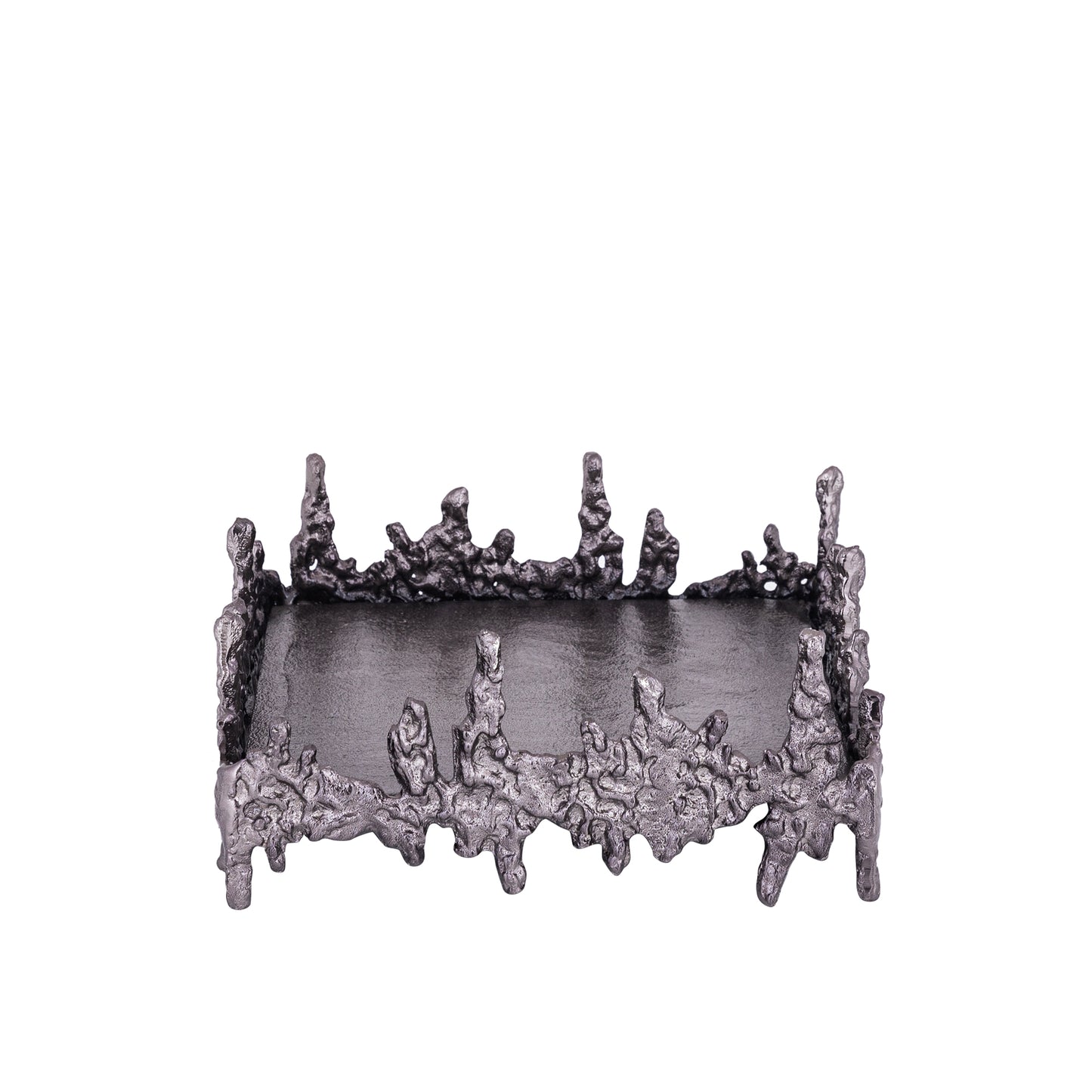 Barrie Grijs Aluminium Vierkant Ruw Dienblad 12x27x27 cm