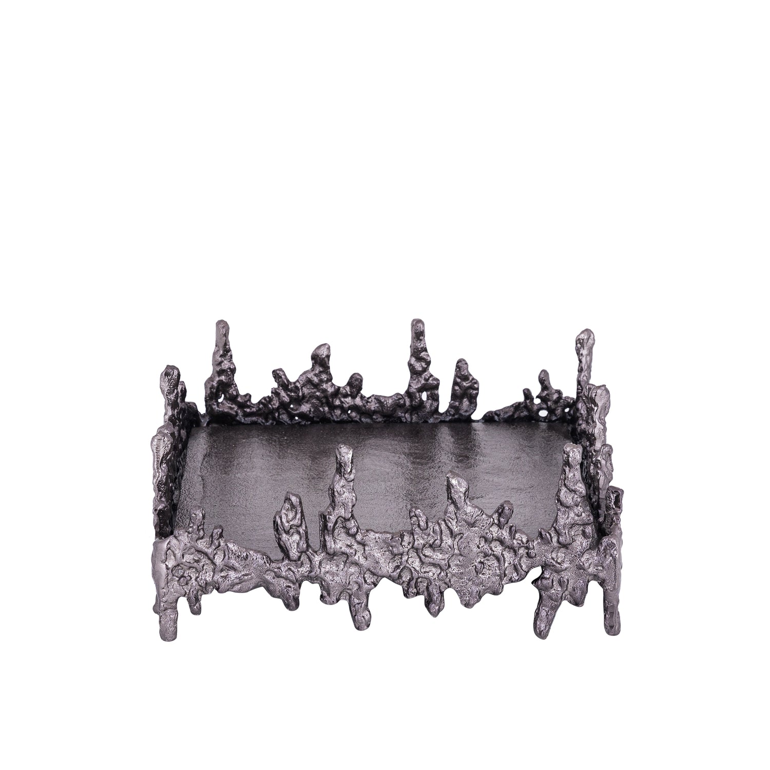 Barrie Grijs Aluminium Vierkant Ruw Dienblad 12x27x27 cm