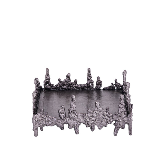 Barrie Grijs Aluminium Vierkant Ruw Dienblad 12x27x27 cm