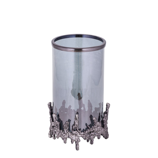 Barrie Grijs Aluminium Vierkant Windlicht Ruw 30x17x17 cm