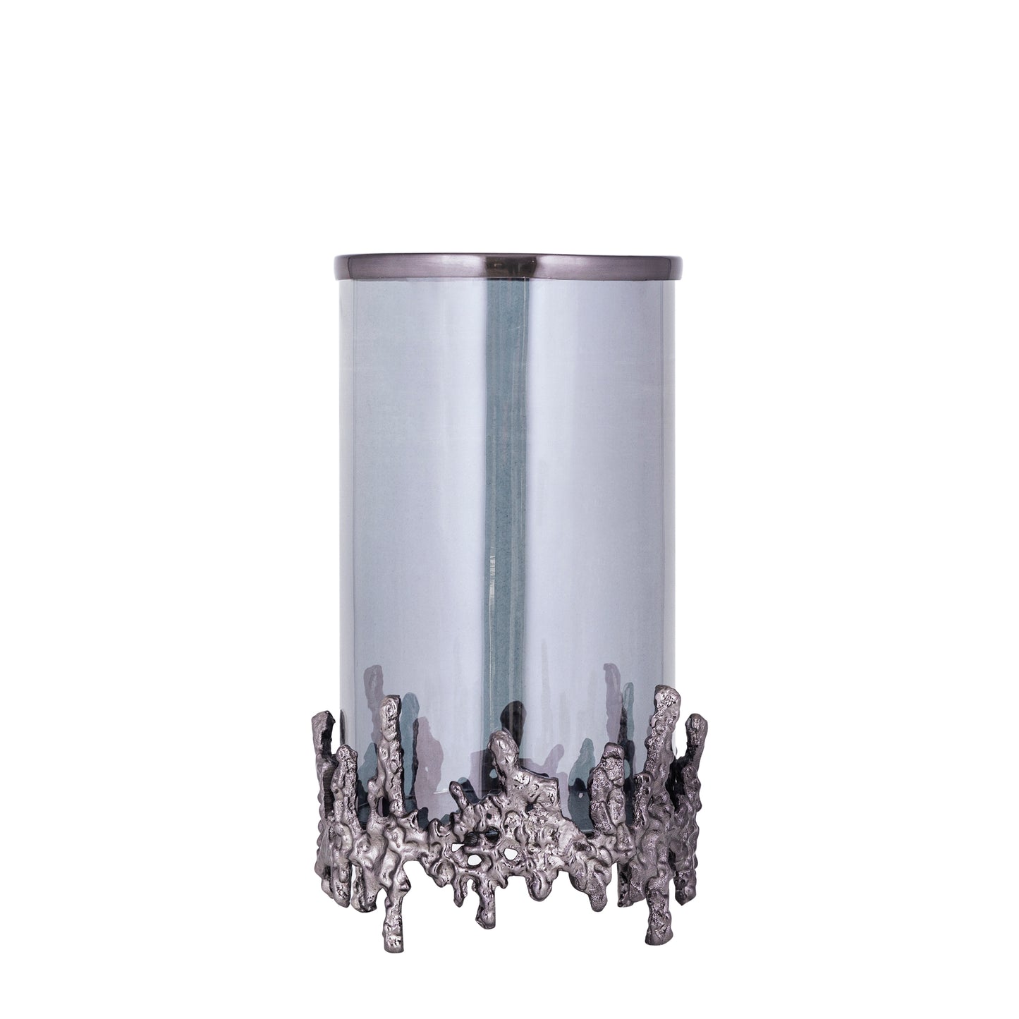 Barrie Grijs Aluminium Vierkant Windlicht Ruw 30x17x17 cm
