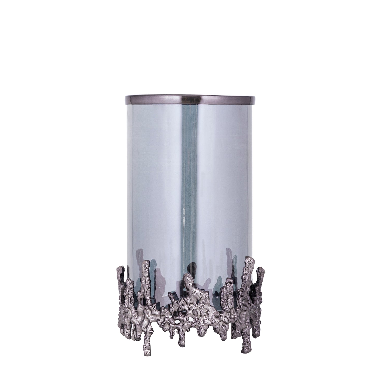 Barrie Grijs Aluminium Vierkant Windlicht Ruw 30x17x17 cm