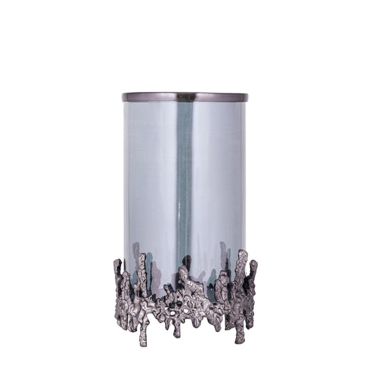 Barrie Grijs Aluminium Vierkant Windlicht Ruw 30x17x17 cm