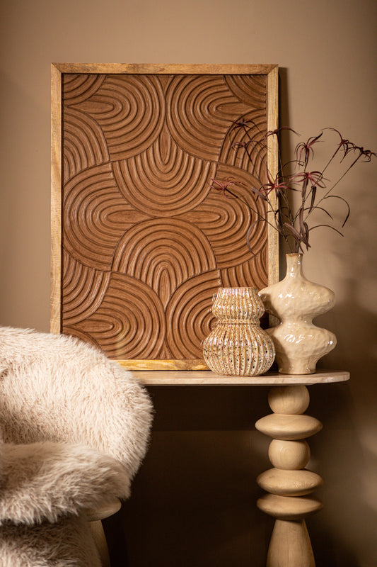 Elasah Bruin Houten Rechthoekig Wandpaneel Swirl Patroon 102x76x3 cm