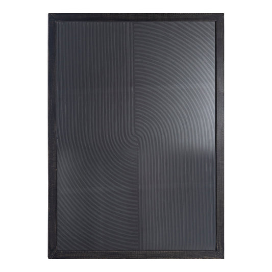 Elasah Zwart Houten Rechthoekig Wandpaneel Lijnpatroon 102x76x3 cm