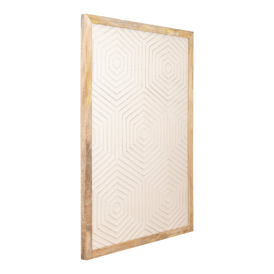 Elasah Crème Houten Rechthoekig Wandpaneel Zeshoek 102x76x3 cm