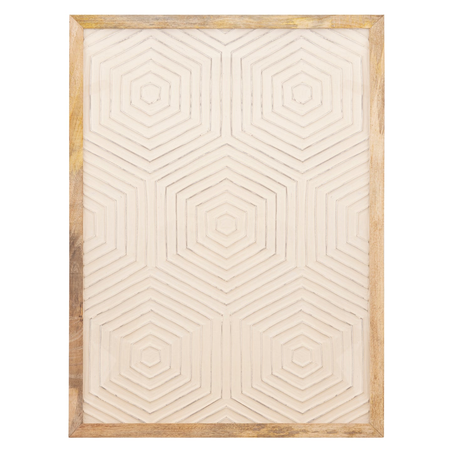Elasah Crème Houten Rechthoekig Wandpaneel Zeshoek 102x76x3 cm