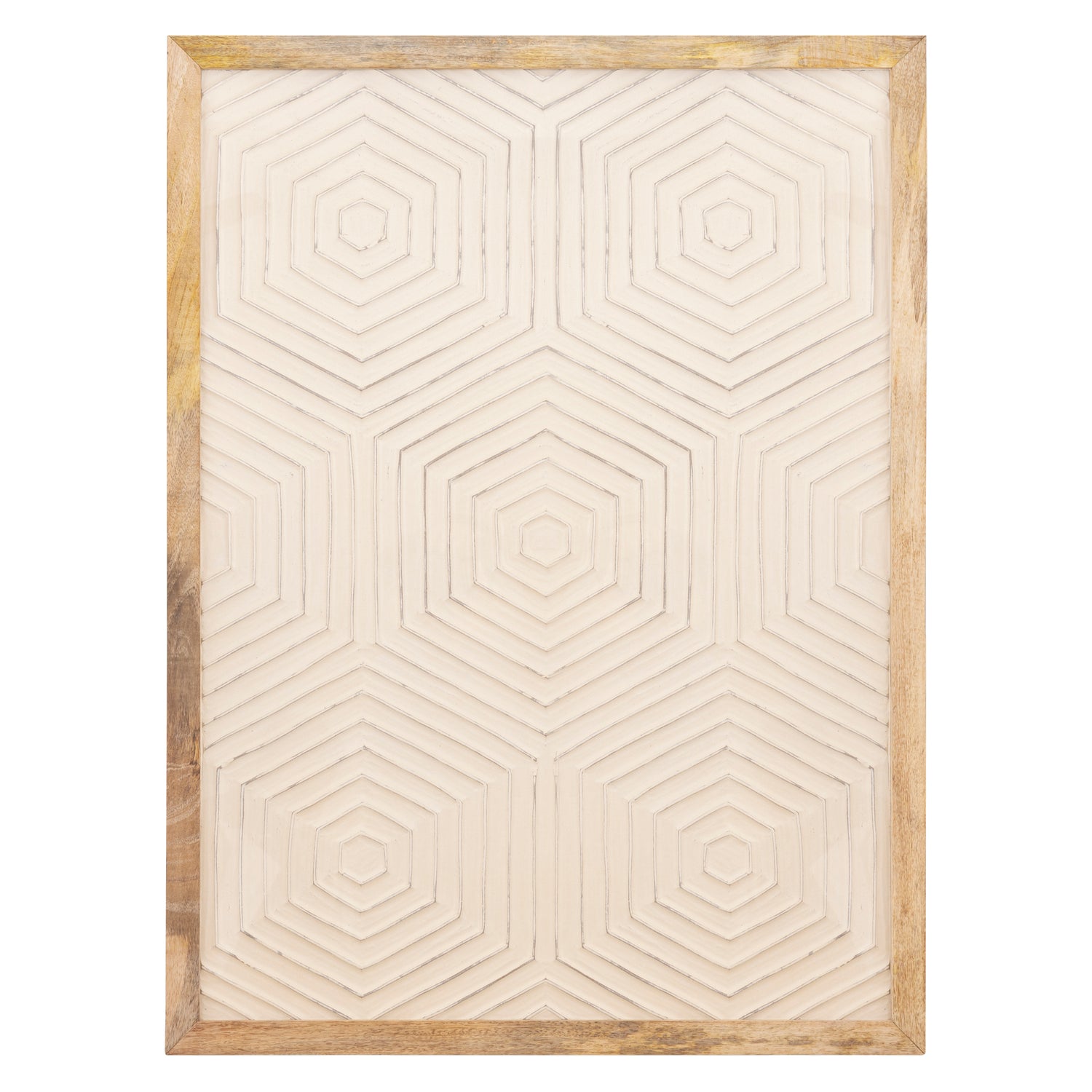 Elasah Crème Houten Rechthoekig Wandpaneel Zeshoek 102x76x3 cm