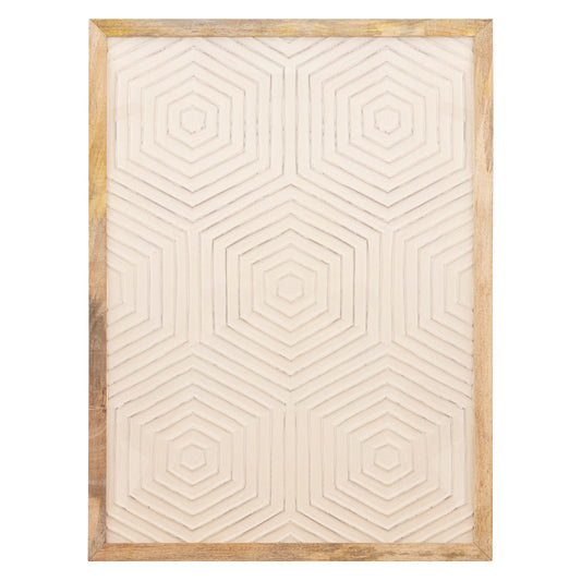 Elasah Crème Houten Rechthoekig Wandpaneel Zeshoek 102x76x3 cm