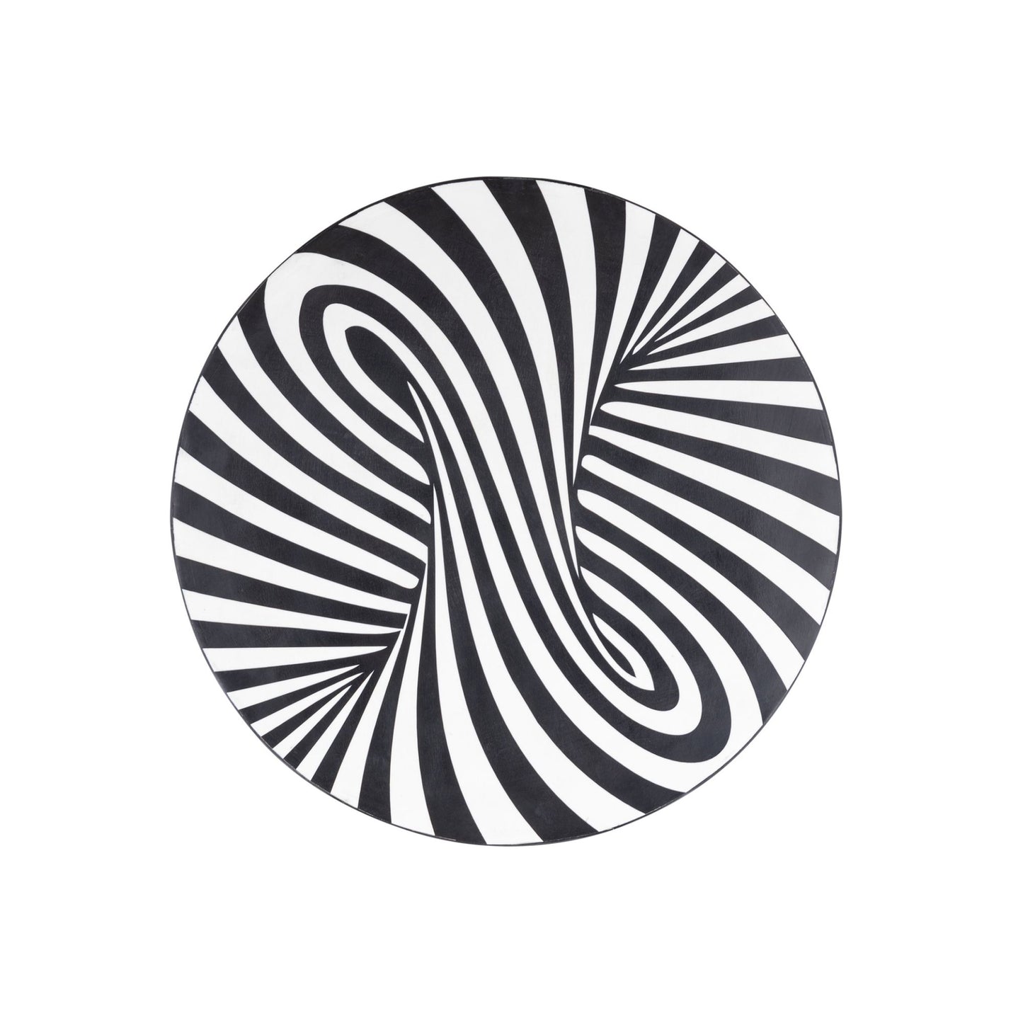 Hallie Zwart En Wit Houten Rond Wandpaneel Swirl 60x60x3 cm
