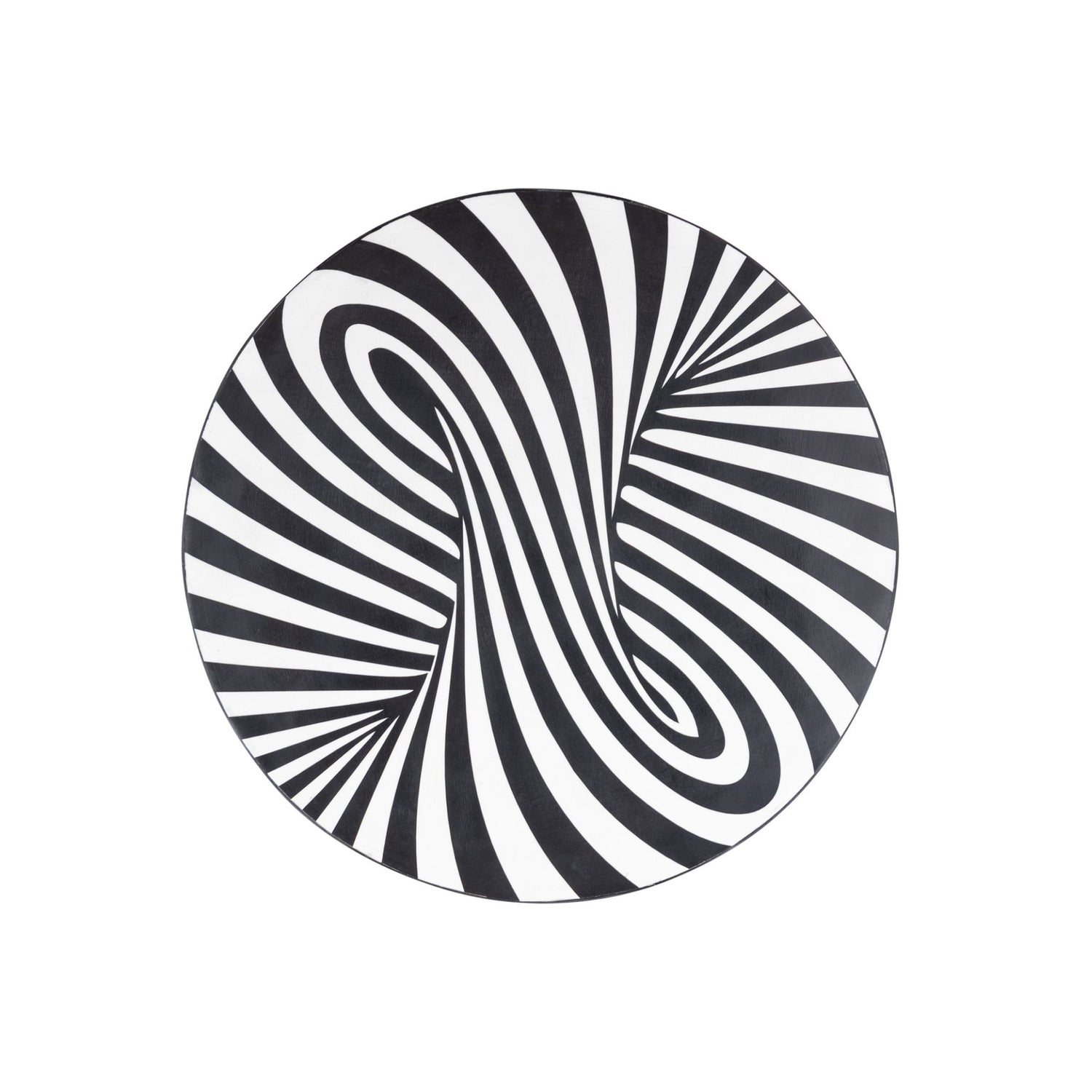 Hallie Zwart En Wit Houten Rond Wandpaneel Swirl 60x60x3 cm