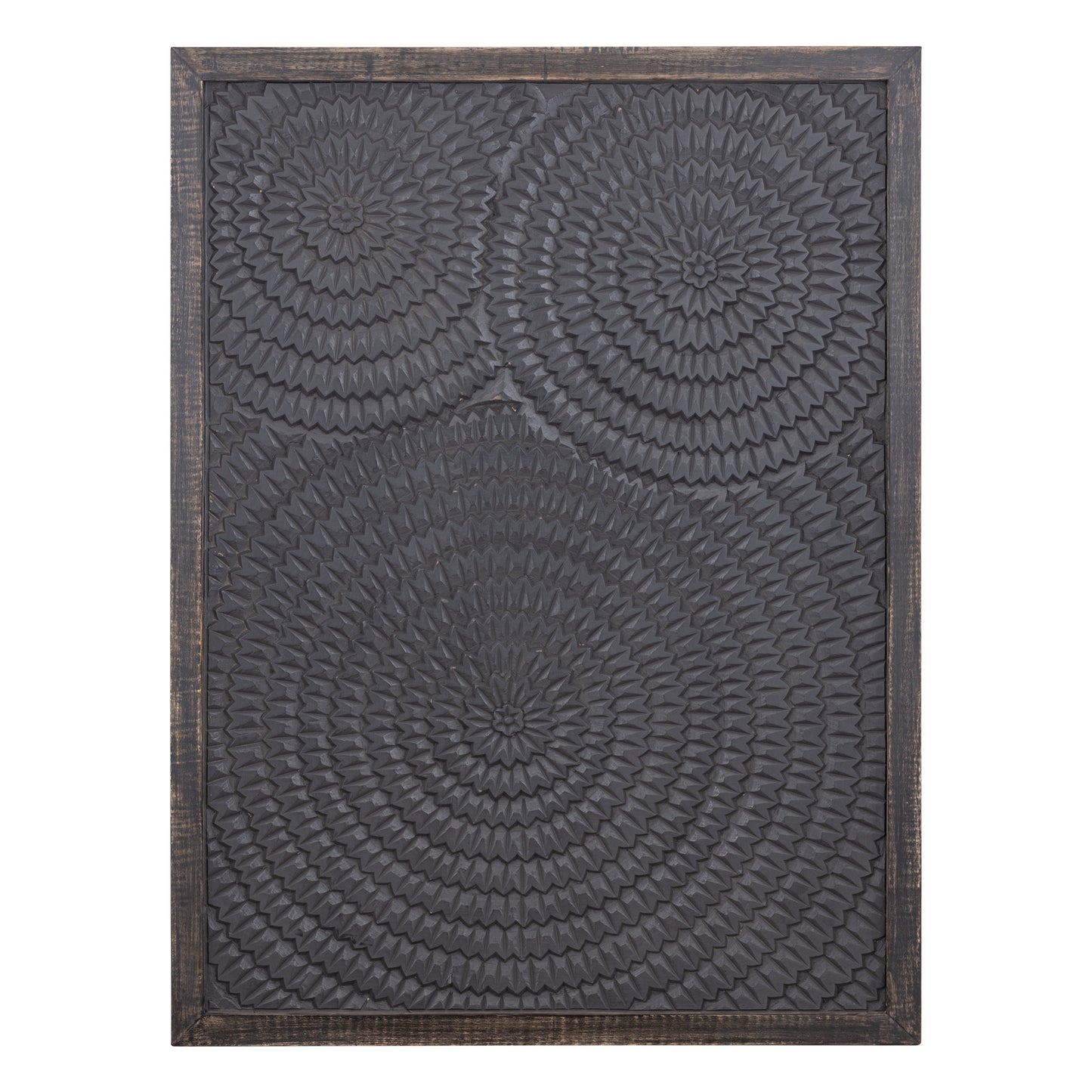 Levya Zwart Houten Rechthoekig Wandpaneel Rond Patroon 105x78x3 cm