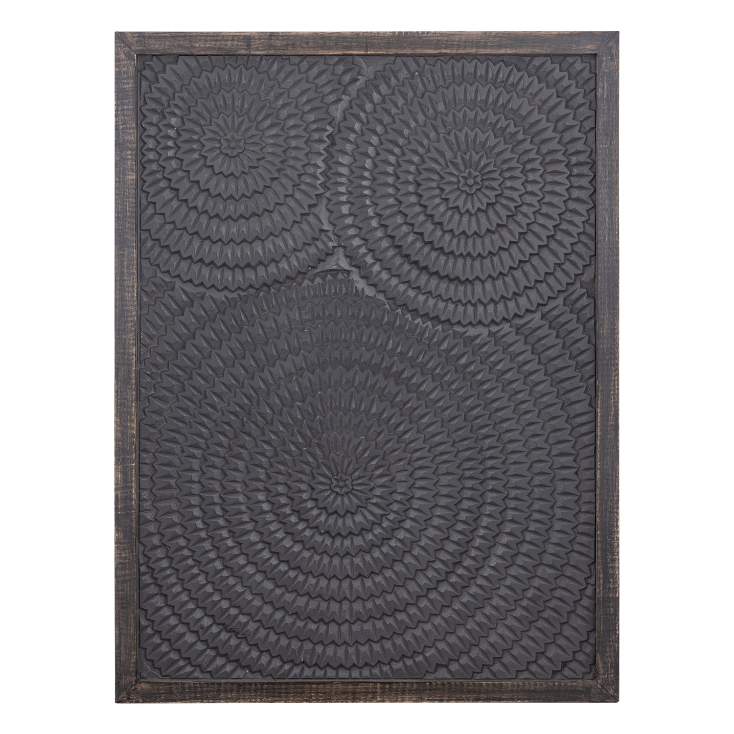 Levya Zwart Houten Rechthoekig Wandpaneel Rond Patroon 105x78x3 cm