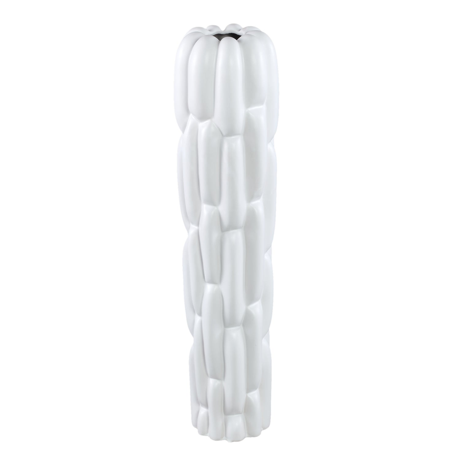 Seanis Witte Ronde Keramische Vaas Blokpatroon L 71x17x17 cm