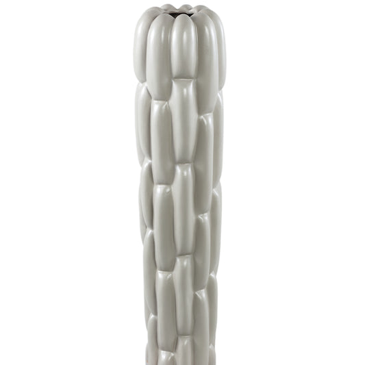 Seanis Grey Round Ceramic Vase Block Pattern L