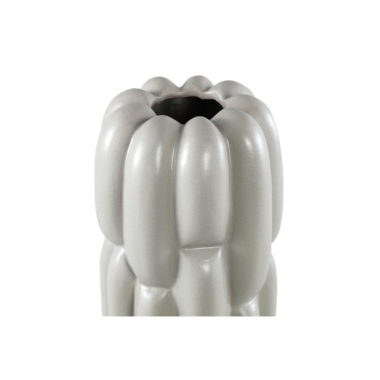 Seanis Grey Round Ceramic Vase Block Pattern L