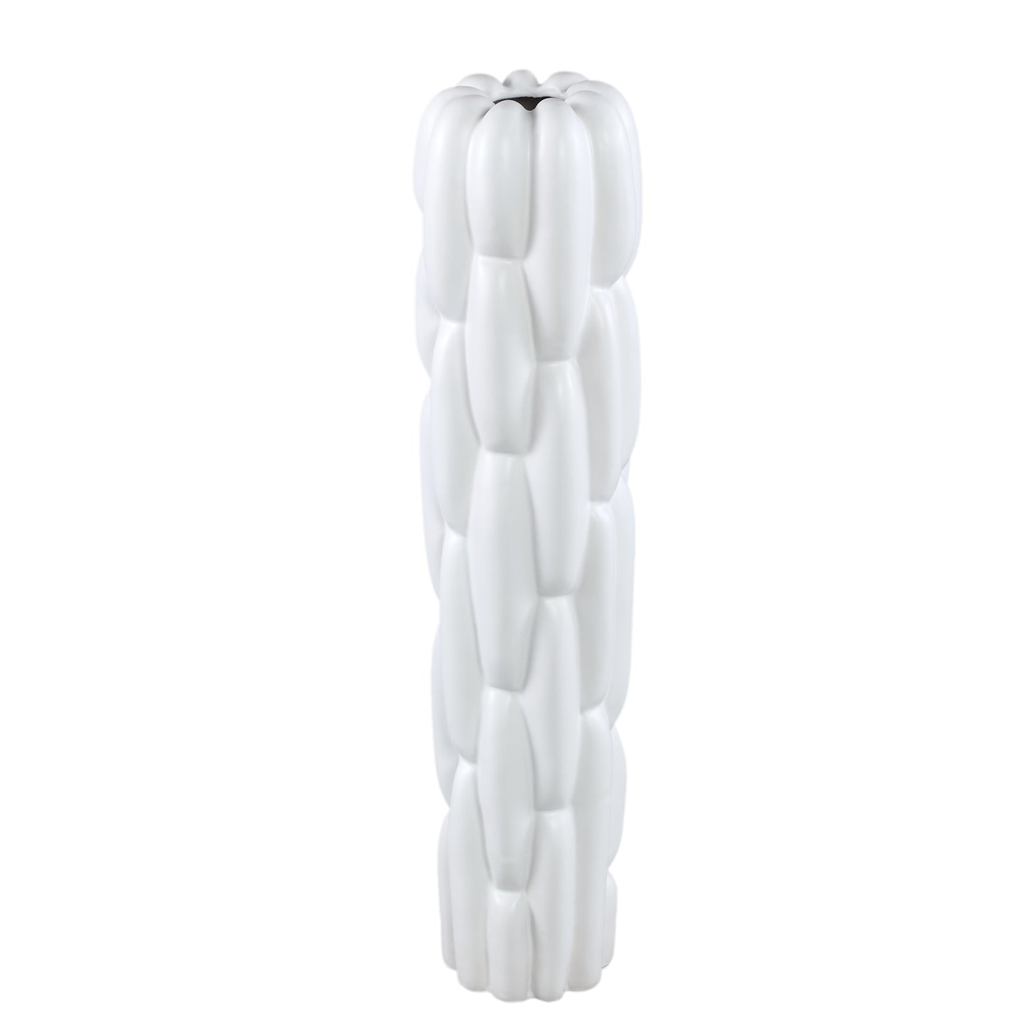 Seanis Witte Ronde Keramische Vaas Blokpatroon Set van 2 - 2 Sets 61x14.5x14.5 cm