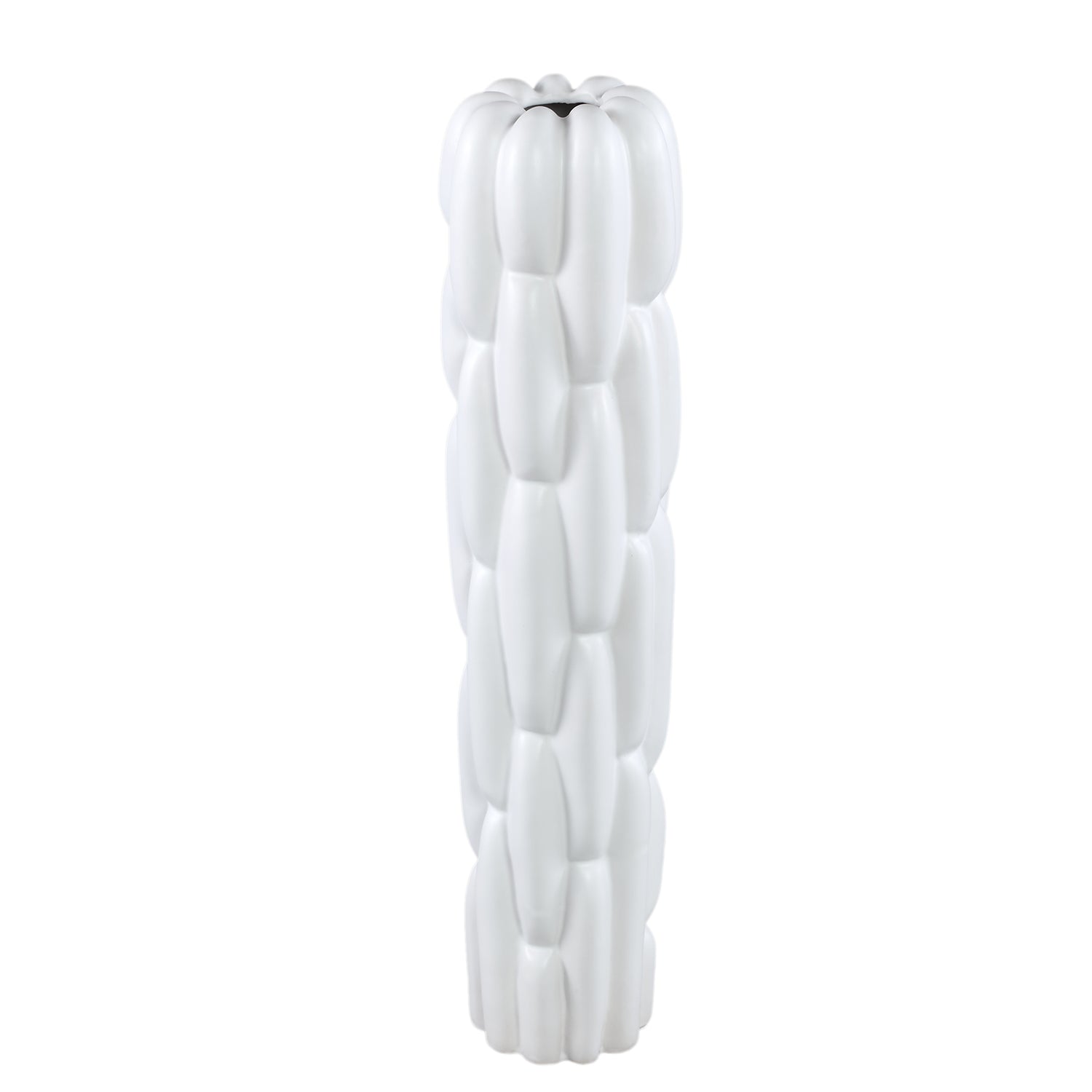 Seanis Witte Ronde Keramische Vaas Blokpatroon Set van 2 - 2 Sets 61x14.5x14.5 cm