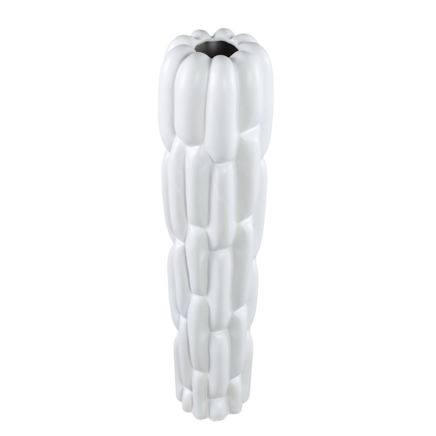 Seanis White Round Ceramic Vase Block Pattern S