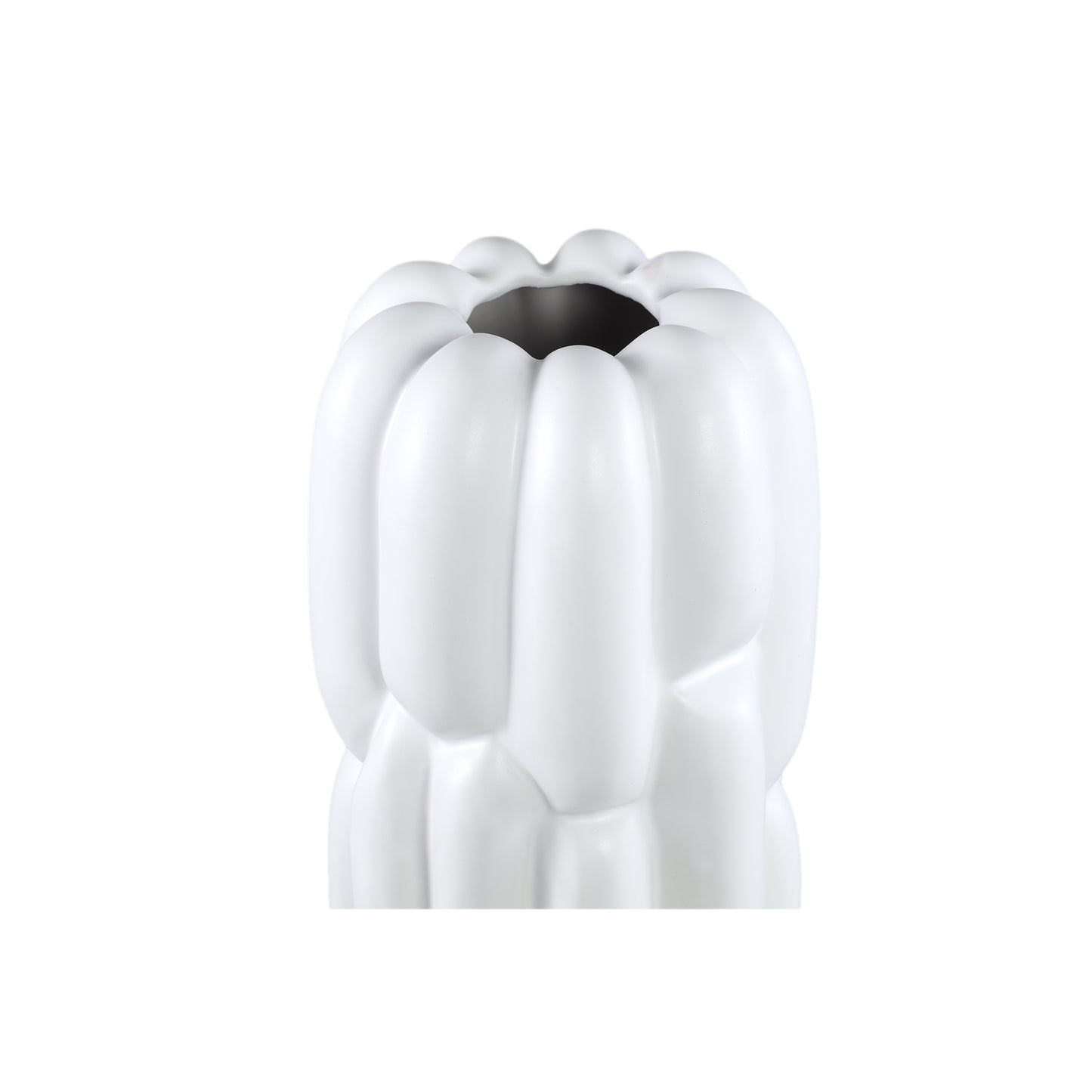 Seanis White Round Ceramic Vase Block Pattern S