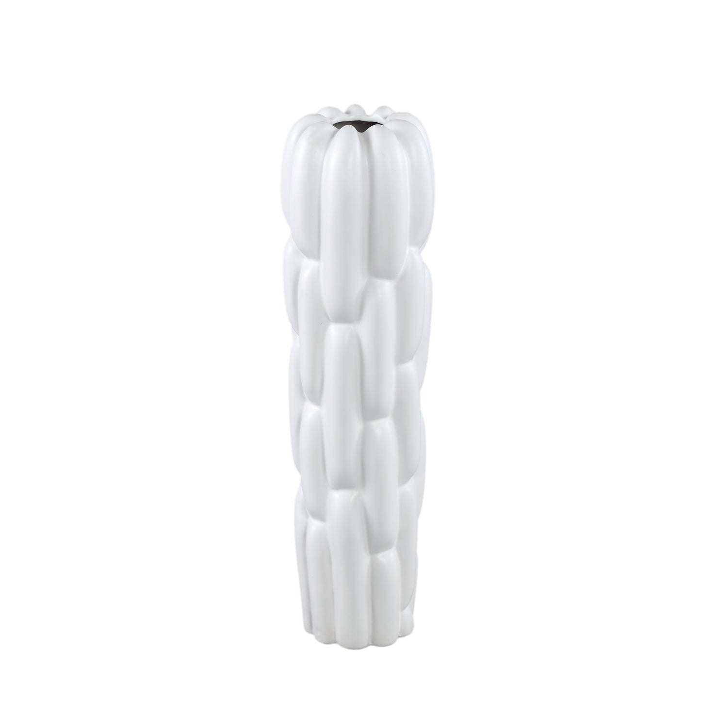 Seanis Witte Ronde Keramische Vaas Blokpatroon Set van 2 - 2 Sets 51x14x14 cm