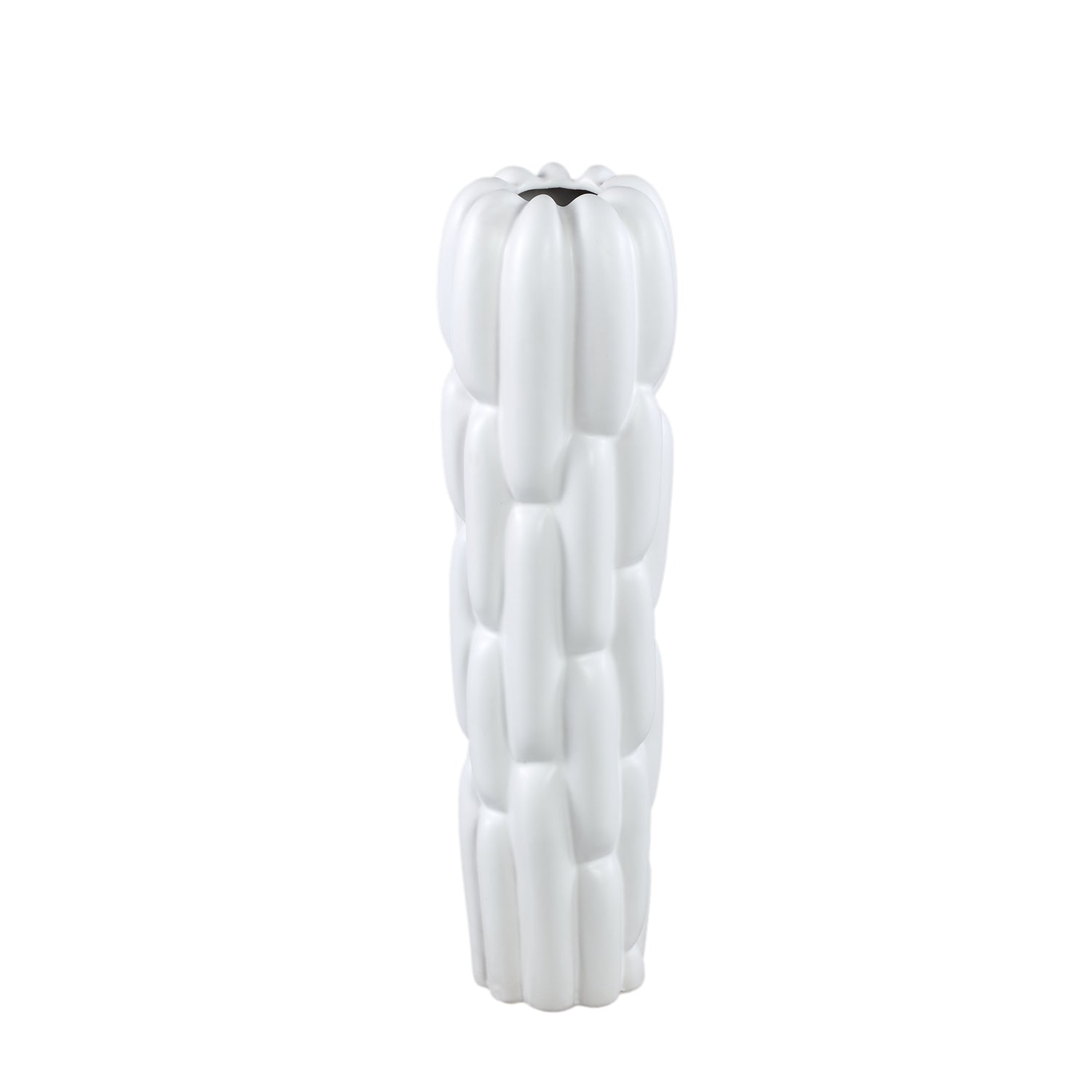 Seanis Witte Ronde Keramische Vaas Blokpatroon Set van 2 - 2 Sets 51x14x14 cm