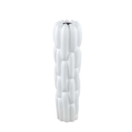 Seanis Witte Ronde Keramische Vaas Blokpatroon Set van 2 - 2 Sets 51x14x14 cm