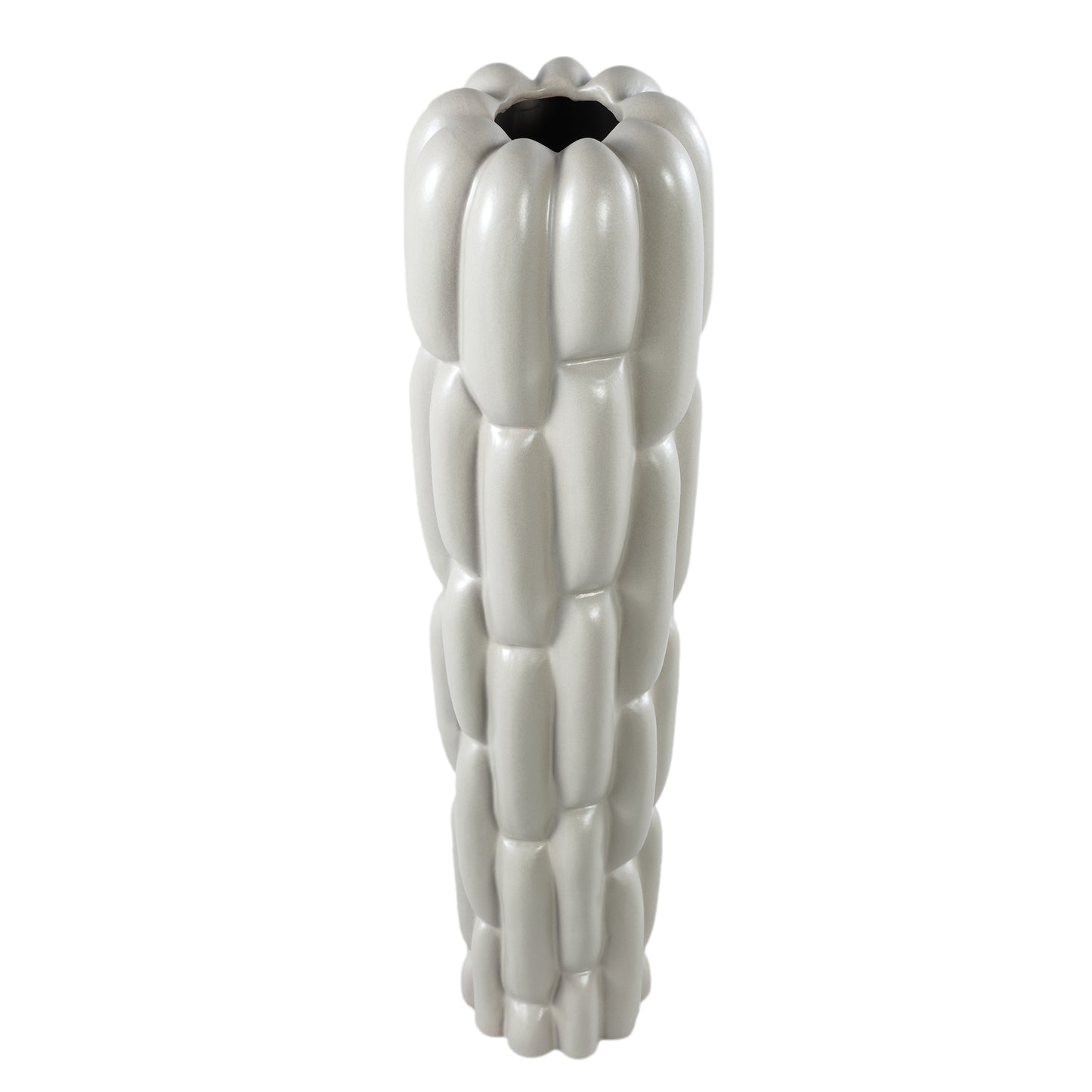 Seanis Grey Round Ceramic Vase Block Pattern S