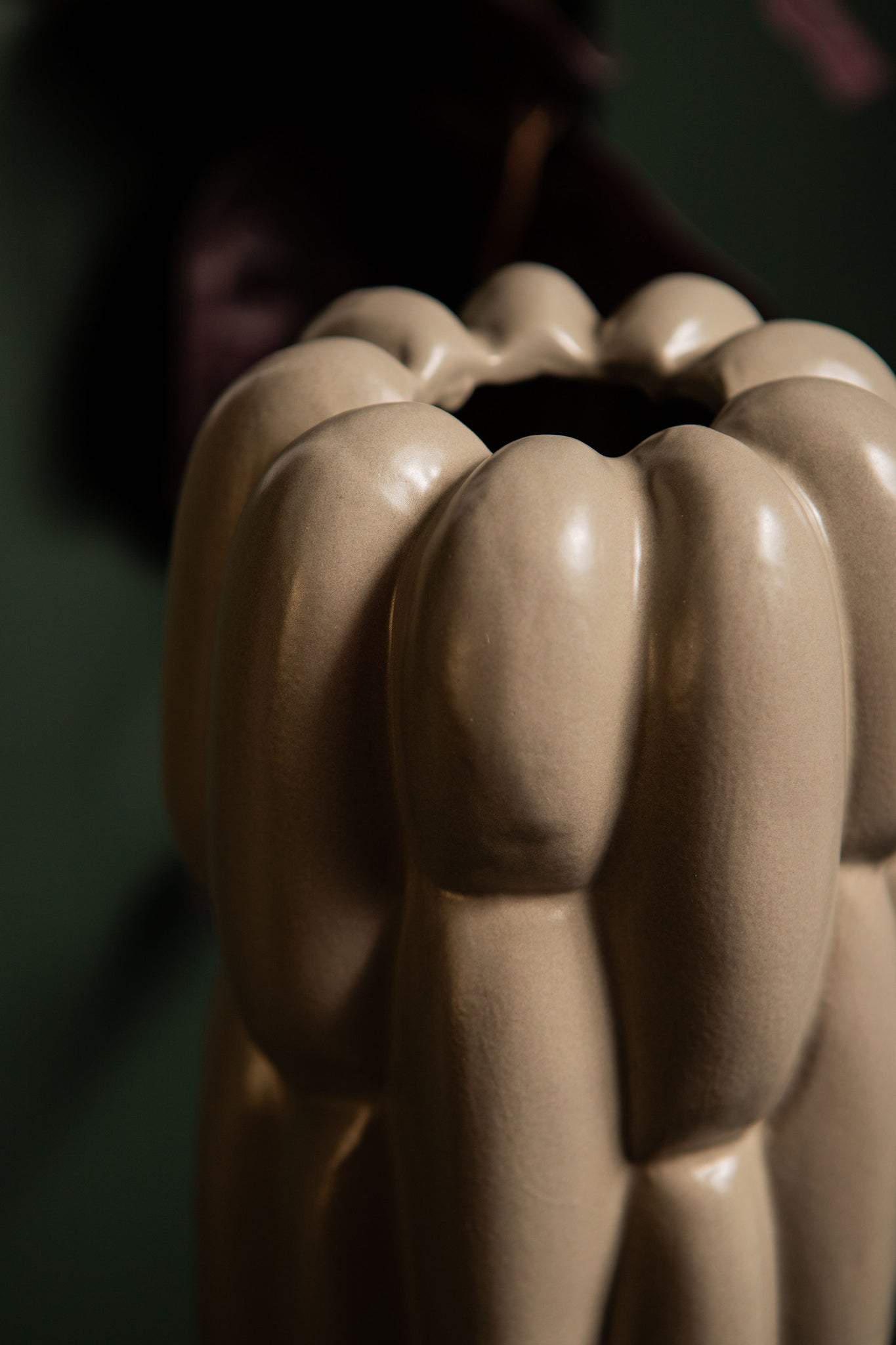 Seanis Grey Round Ceramic Vase Block Pattern S