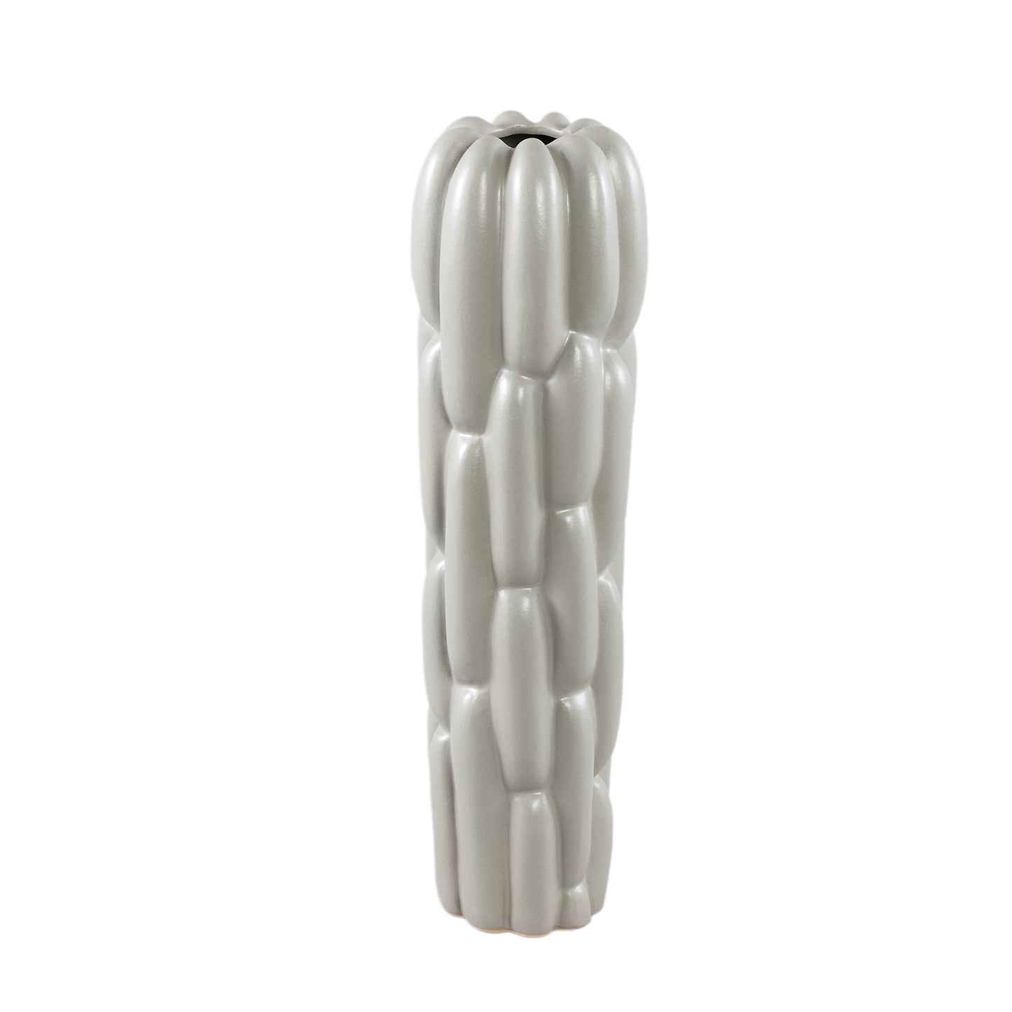 Seanis Grijze Ronde Keramische Vaas Blokpatroon Set van 2 - 2 Sets 51x14x14 cm