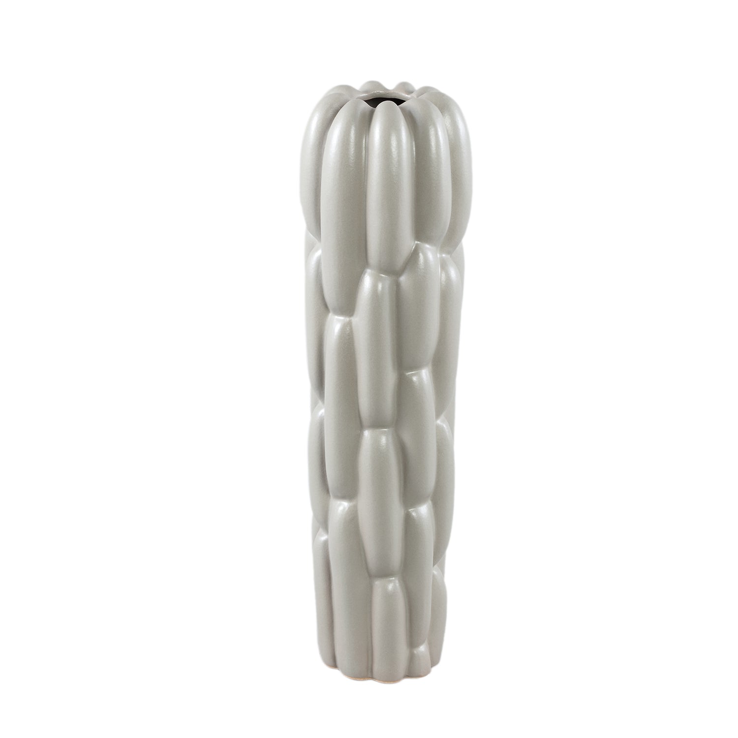 Seanis Grijze Ronde Keramische Vaas Blokpatroon Set van 2 - 2 Sets 51x14x14 cm