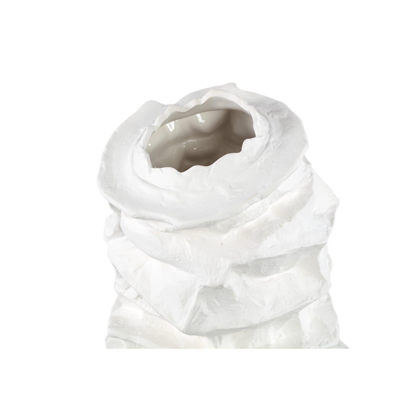 Aharon White Ceramic Irregular Shaped Vase Slim L