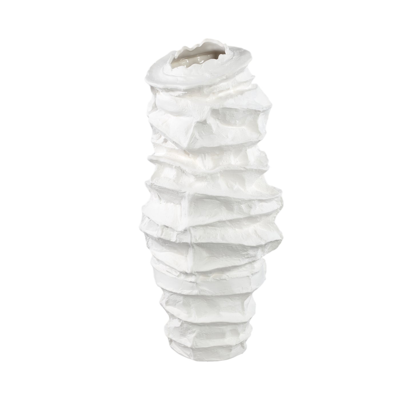 Aharon Witte Keramische Vaas Onregelmatig Gevormd Slank L 51x24x23 cm