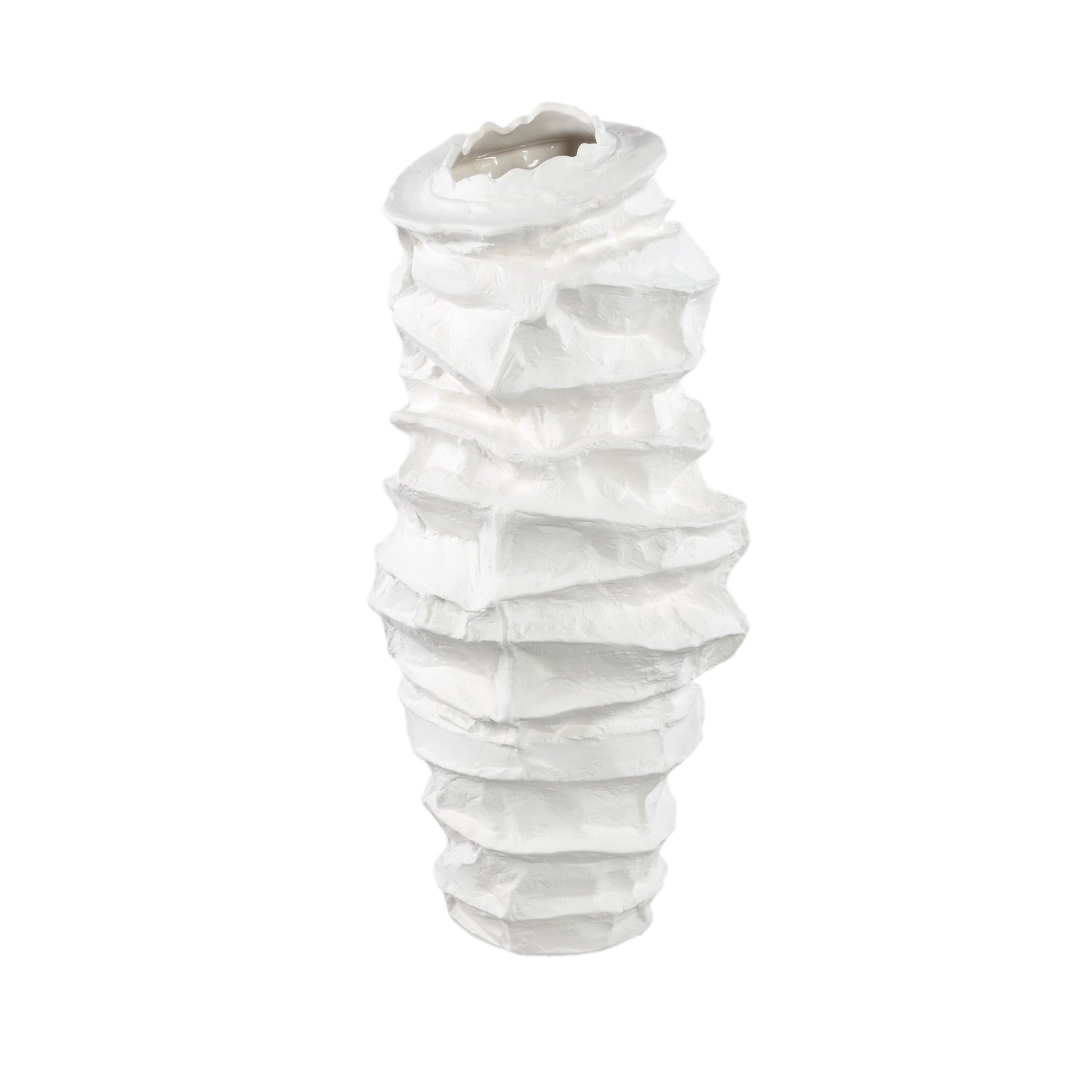 Aharon Witte Keramische Vaas Onregelmatig Gevormd Slank L 51x24x23 cm