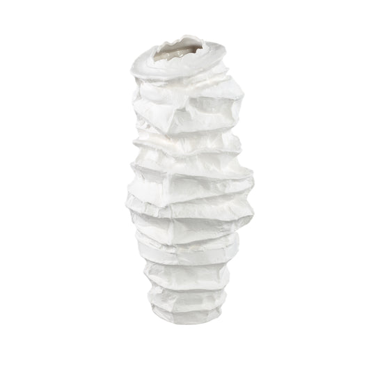 Aharon Witte Keramische Vaas Onregelmatig Gevormd Slank L 51x24x23 cm