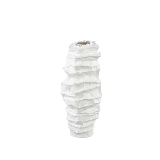 Aharon White Ceramic Irregular Shaped Vase Slim S