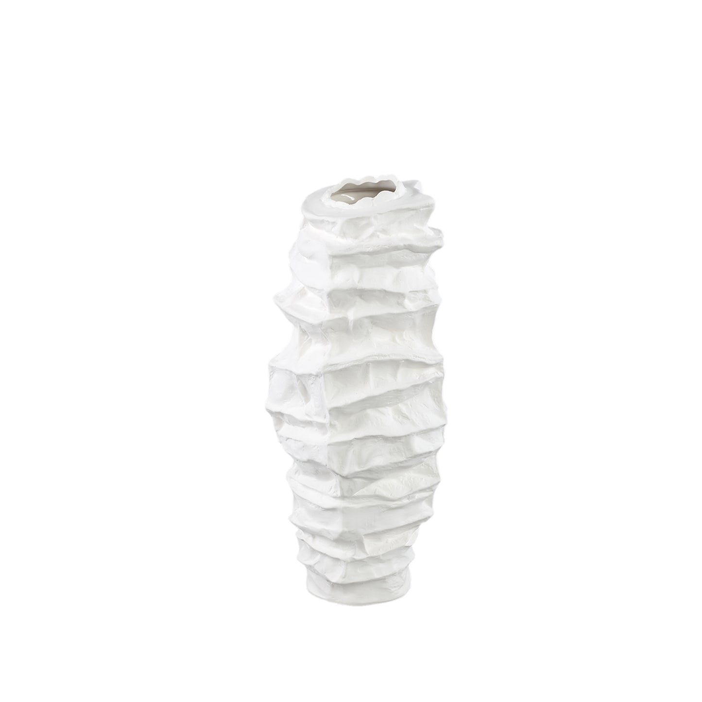 Aharon Witte Keramische Vaas met Onregelmatige Vorm Slim S Set van 2 - 2 Sets 42x20x18 cm