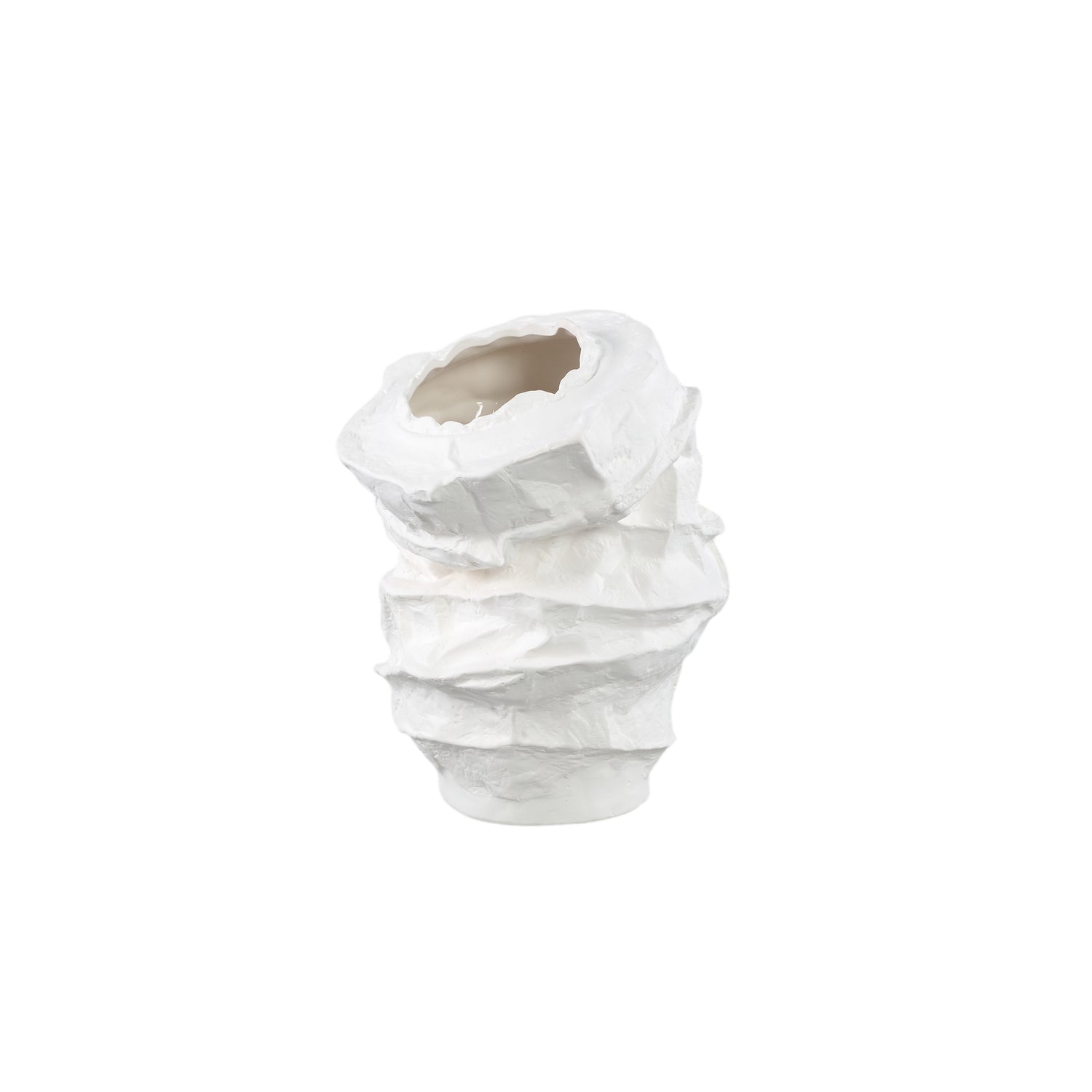 Aharon Witte Keramische Vaas Onregelmatig Gevormd Breed Set van 2 - 2 Sets 31x26x24 cm