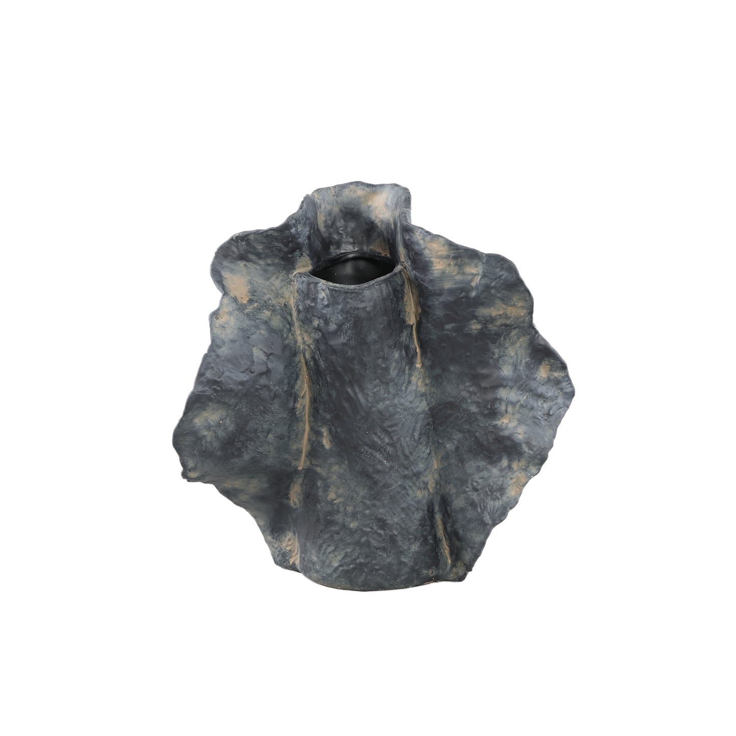 Aleigha Zwarte Keramische Vaas Organische Vorm M Set van 4 Stuks - 4 Sets 26x27x14 cm
