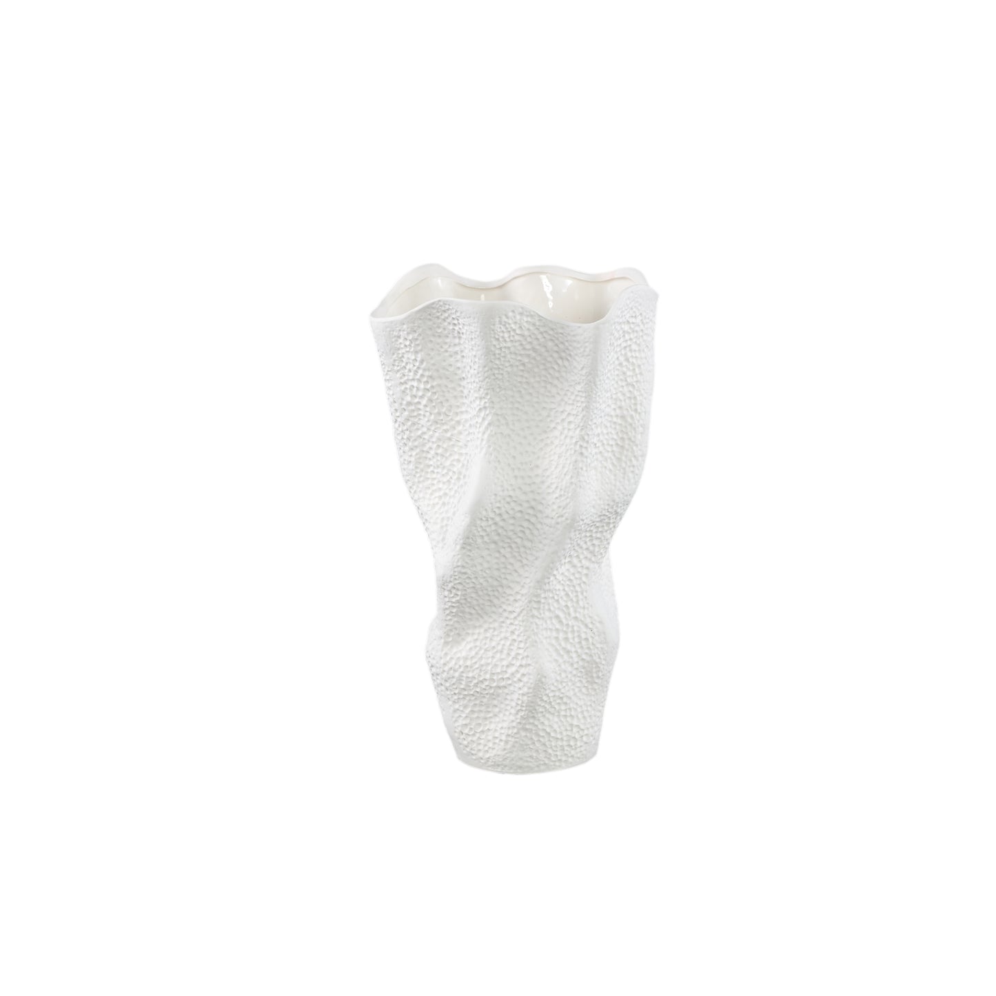 Violettee Witte Keramische Golvende Vaas Met Stippenpatroon Set van 2 - 2 Sets 38x22x17 cm