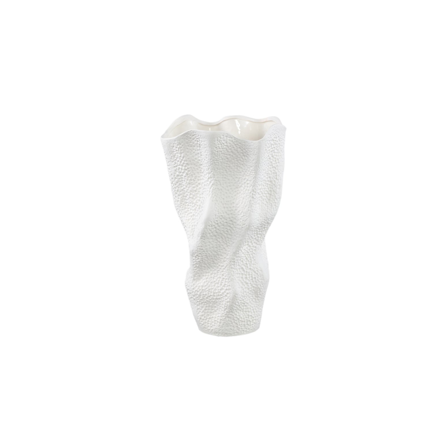 Violettee Witte Keramische Golvende Vaas Met Stippenpatroon Set van 2 - 2 Sets 38x22x17 cm